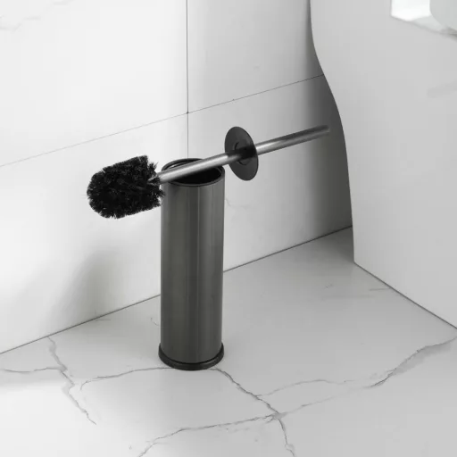 Viva NERO WC-kefe tartó - hengeres - MATT FEKETE - fürdőszobai kiegészítő - WaterMarkt.hu