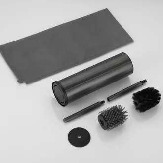 Viva NERO WC-kefe tartó - hengeres - fürdőszobai kiegészítő - GUNMETAL - fegyverszürke - WaterMarkt.hu
