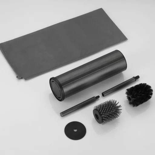 Viva NERO WC-kefe tartó - hengeres - fürdőszobai kiegészítő - GUNMETAL - fegyverszürke - WaterMarkt.hu