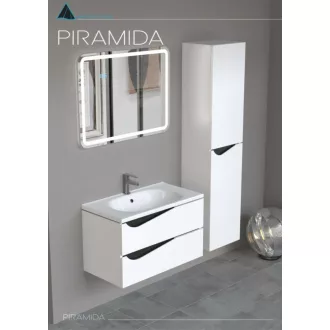 Piramida BETA fali fürdőszoba - állószekrény - FEHÉR-FEKETE - 35 x 150 x 30 cm - WaterMarkt.hu