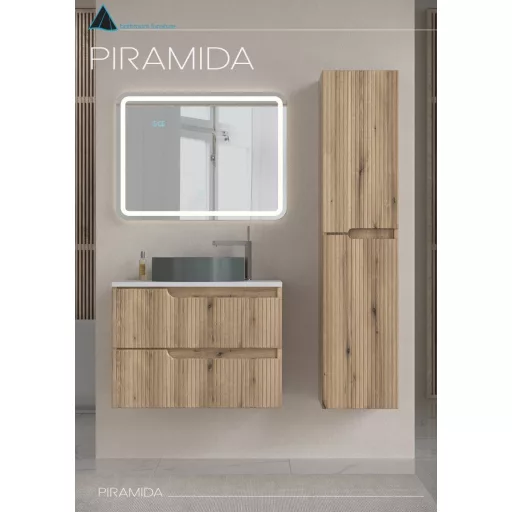 Piramida BETA fali fürdőszoba - állószekrény - PINO TÖLGY - 35 x 150 x 30 cm - WaterMarkt.hu