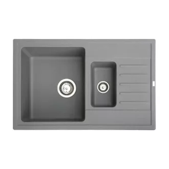Quadro Plus 1.5D Metalac Xgranit Gránit Mosogatótálca - Extra mély, Csepegtetőtálcás, Design, Grafit - WaterMarkt.hu