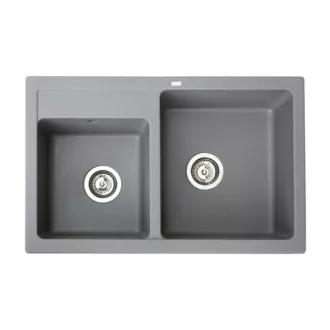 Quadro Plus 2D Metalac Xgranit Gránit Mosogatótálca - Extra mély, Kétmedencés, Grafit - WaterMarkt.hu