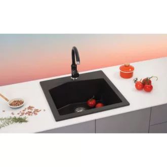 Linea 50 Metalac Xgranit Gránit Mosogatótálca - Extra mély, Egymedencés, Négyzet, Grafit - WaterMarkt.hu