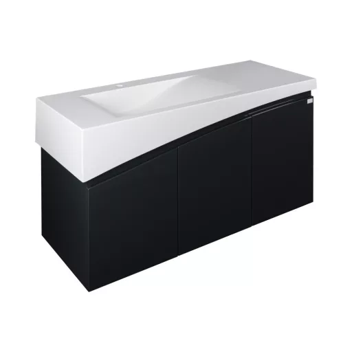 TMP SMYRNA 120 - FEKETE - fali fürdőszobabútor - Akrivit öntött műmárvány mosdóval - 120 x 48,5 cm - WaterMarkt.hu