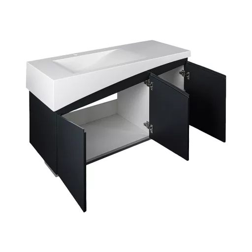 TMP SMYRNA 120 - FEKETE - fali fürdőszobabútor - Akrivit öntött műmárvány mosdóval - 120 x 48,5 cm - WaterMarkt.hu