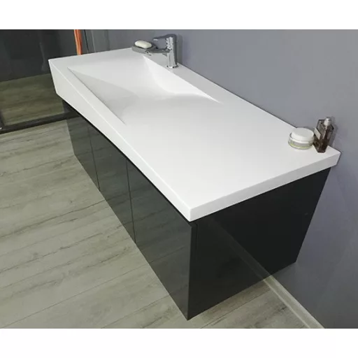 TMP SMYRNA 120 - FEKETE - fali fürdőszobabútor - Akrivit öntött műmárvány mosdóval - 120 x 48,5 cm - WaterMarkt.hu