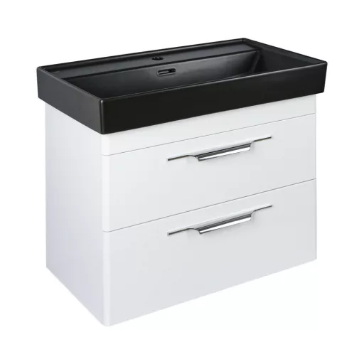 TMP LUX 80 fali fürdőszobabútor - CeraStyle SHARP FEKETE mosdóval - 80 x 48 cm - WaterMarkt.hu