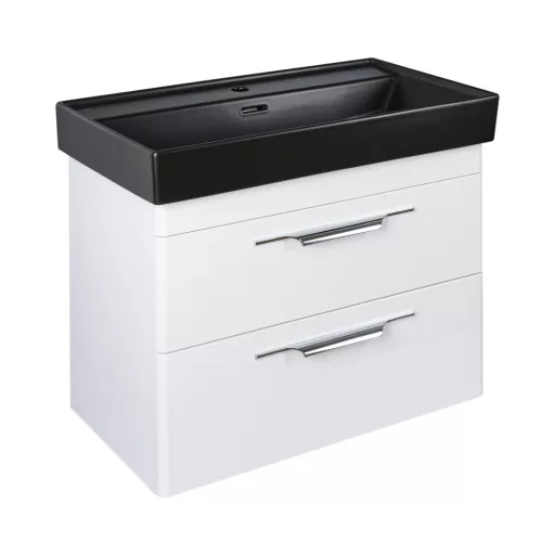 TMP LUX 80 fali fürdőszobabútor - CeraStyle SHARP FEKETE mosdóval - 80 x 48 cm - WaterMarkt.hu