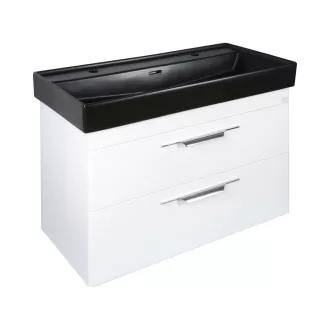 TMP LUX 100D fali fürdőszobabútor - CeraStyle SHARP FEKETE DUPLA csaplyukas mosdóval - 100 x 48 cm - WaterMarkt.hu