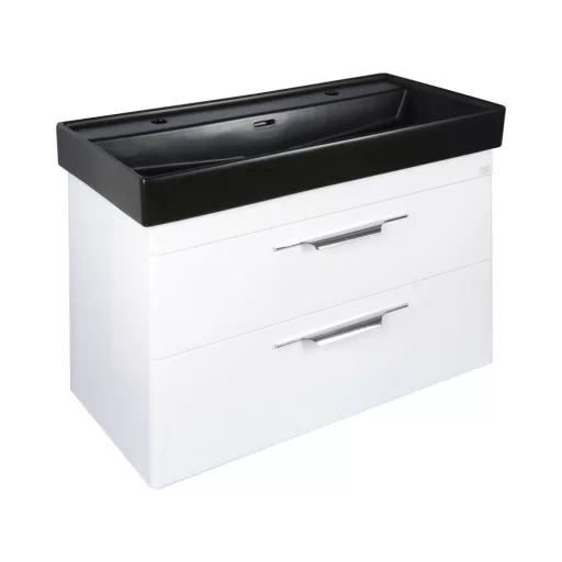 TMP LUX 100D fali fürdőszobabútor - CeraStyle SHARP FEKETE DUPLA csaplyukas mosdóval - 100 x 48 cm - WaterMarkt.hu