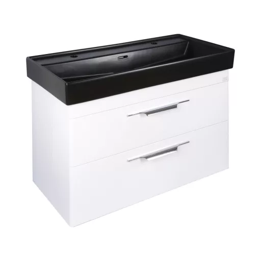 TMP LUX 100D fali fürdőszobabútor - CeraStyle SHARP FEKETE DUPLA csaplyukas mosdóval - 100 x 48 cm - WaterMarkt.hu