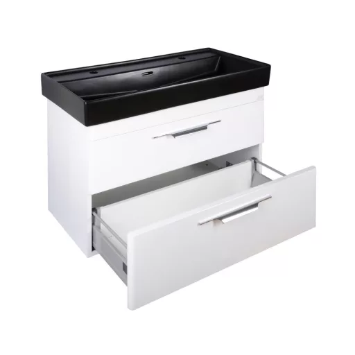 TMP LUX 100D fali fürdőszobabútor - CeraStyle SHARP FEKETE DUPLA csaplyukas mosdóval - 100 x 48 cm - WaterMarkt.hu