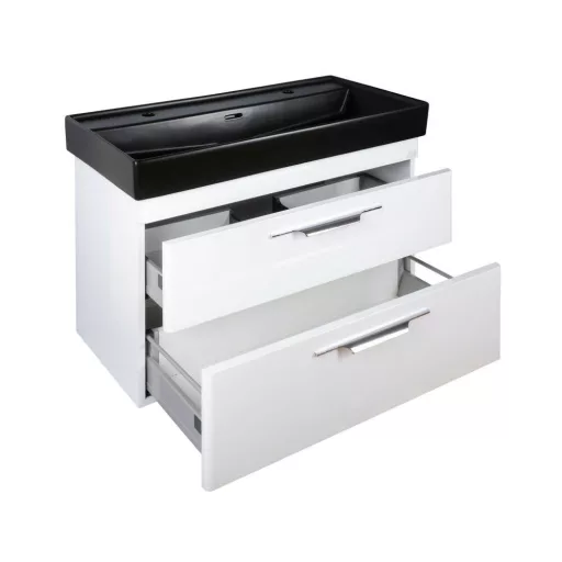 TMP LUX 100D fali fürdőszobabútor - CeraStyle SHARP FEKETE DUPLA csaplyukas mosdóval - 100 x 48 cm - WaterMarkt.hu