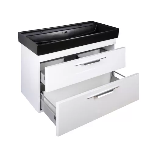 TMP LUX 100D fali fürdőszobabútor - CeraStyle SHARP FEKETE DUPLA csaplyukas mosdóval - 100 x 48 cm - WaterMarkt.hu