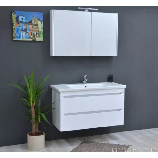 TMP SHARP Tükrös fürdőszobai szekrény LED világítással - 100 cm - WaterMarkt.hu