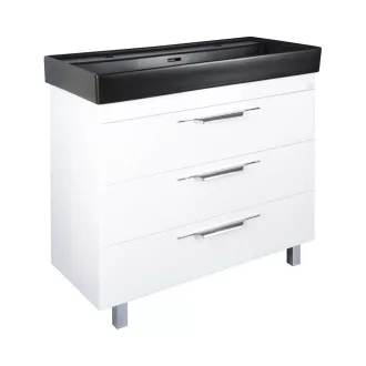 TMP TRIO 100D álló fürdőszobabútor - CeraStyle SHARP FEKETE DUPLA csaplyukas mosdóval - 100 x 48 cm - WaterMarkt.hu