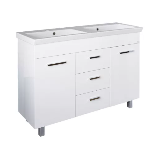 TMP FLAT 120 álló fürdőszobabútor - Sanovit ISIK 4120 DUPLA porcelán mosdóval - 120 x 44 cm - WaterMarkt.hu