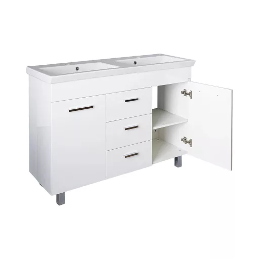 TMP FLAT 120 álló fürdőszobabútor - Sanovit ISIK 4120 DUPLA porcelán mosdóval - 120 x 44 cm - WaterMarkt.hu