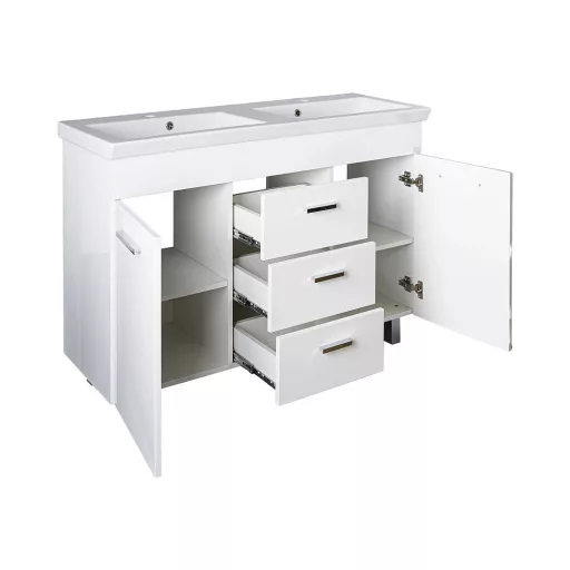 TMP FLAT 120 álló fürdőszobabútor - Sanovit ISIK 4120 DUPLA porcelán mosdóval - 120 x 44 cm - WaterMarkt.hu