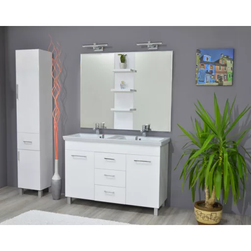 TMP FLAT 120 álló fürdőszobabútor - Sanovit ISIK 4120 DUPLA porcelán mosdóval - 120 x 44 cm - WaterMarkt.hu