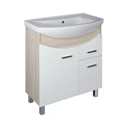 TMP ZX 75 - SONOMA - álló fürdőszobabútor - Sanovit ZENON - 6075 porcelán mosdóval - 75 x 50 cm - WaterMarkt.hu