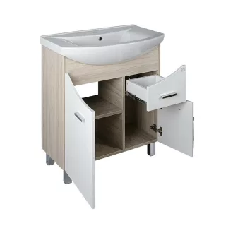 TMP ZX 75 - SONOMA - álló fürdőszobabútor - Sanovit ZENON - 6075 porcelán mosdóval - 75 x 50 cm - WaterMarkt.hu
