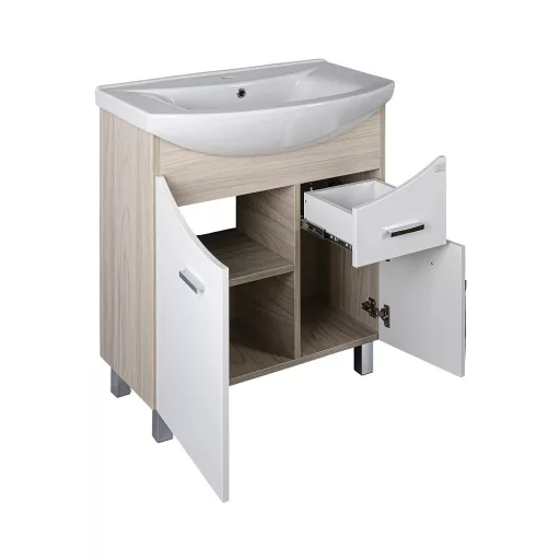 TMP ZX 75 - SONOMA - álló fürdőszobabútor - Sanovit ZENON - 6075 porcelán mosdóval - 75 x 50 cm - WaterMarkt.hu