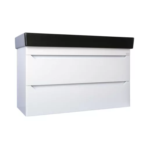 TMP SHARP 100 fali fürdőszobabútor - CeraStyle SHARP FEKETE mosdóval - 100 x 48 cm - WaterMarkt.hu