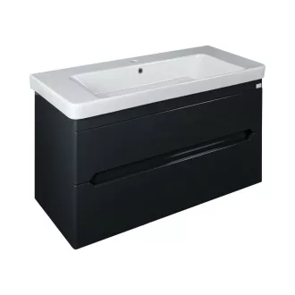 TMP SHARP 105 - FEKETE - fali fürdőszobabútor- Sanovit LUXURY 11105 mosdóval - 105 x 46 cm - WaterMarkt.hu