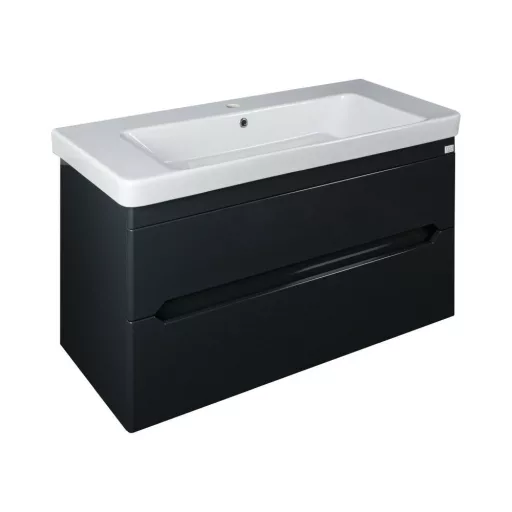 TMP SHARP 105 - FEKETE - fali fürdőszobabútor- Sanovit LUXURY 11105 mosdóval - 105 x 46 cm - WaterMarkt.hu