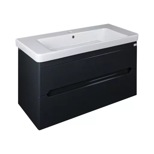 TMP SHARP 105 - FEKETE - fali fürdőszobabútor- Sanovit LUXURY 11105 mosdóval - 105 x 46 cm - WaterMarkt.hu