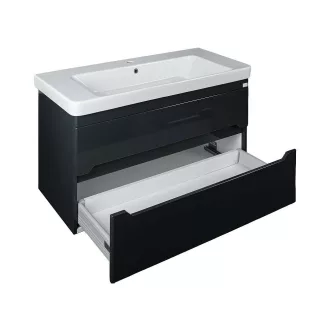 TMP SHARP 105 - FEKETE - fali fürdőszobabútor- Sanovit LUXURY 11105 mosdóval - 105 x 46 cm - WaterMarkt.hu