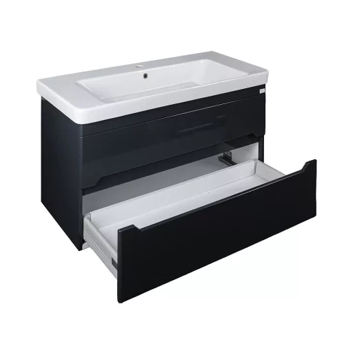 TMP SHARP 105 - FEKETE - fali fürdőszobabútor- Sanovit LUXURY 11105 mosdóval - 105 x 46 cm - WaterMarkt.hu