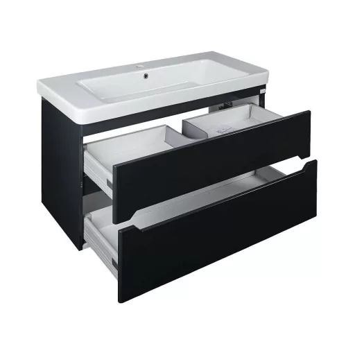 TMP SHARP 105 - FEKETE - fali fürdőszobabútor- Sanovit LUXURY 11105 mosdóval - 105 x 46 cm - WaterMarkt.hu