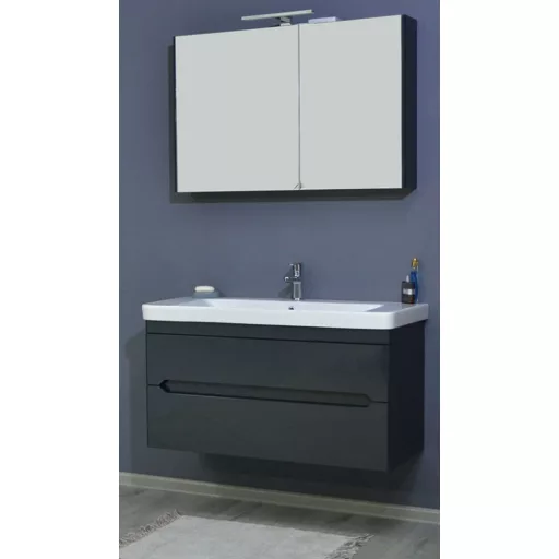 TMP SHARP 105 - FEKETE - fali fürdőszobabútor- Sanovit LUXURY 11105 mosdóval - 105 x 46 cm - WaterMarkt.hu