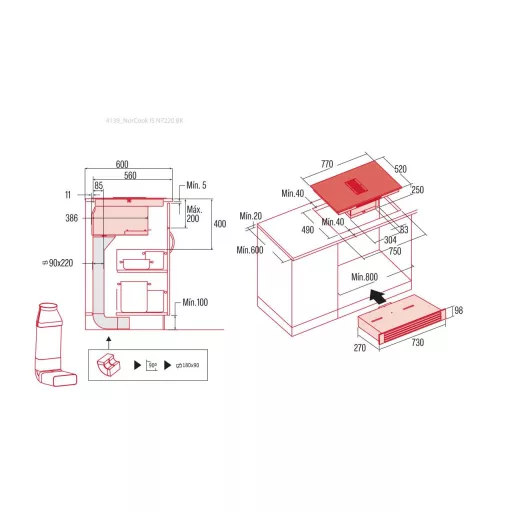 NODOR - NorCoock IS-N7220 BK indukciós főzőlap beépített elszívóval + plazma filter QUADRA 800 R