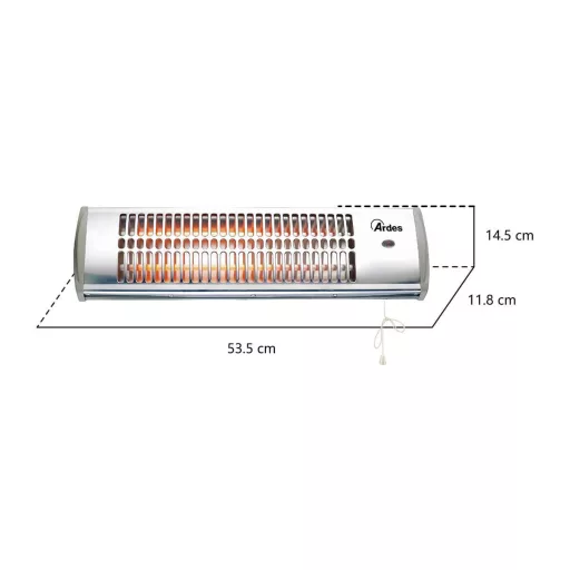 ARDES 437B Fali kvarc hősugárzó 1200 W IP24 védelem - WaterMarkt.hu