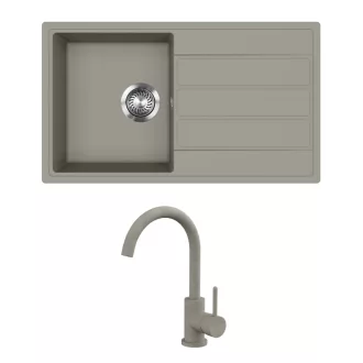   EVIDO EASY 45 S gránit mosogató, 760 x 440 mm, platina + EVIDO LANA csaptelep, platina
