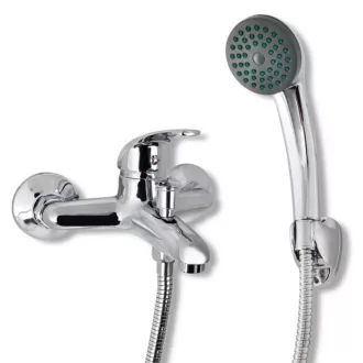 EuroStandard ECOLINE kádtöltő csaptelep - zuhanyszettel - fix falitartóval - KRÓM - WaterMarkt.hu