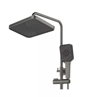 Caldo Freddo Zuhanyrendszer - CSAPTELEPPEL - szögletes - fejzuhany, zuhanyfej, gégecső - GUNMETAL - WaterMarkt.hu