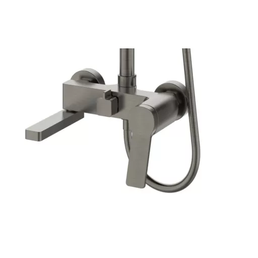 Caldo Freddo Zuhanyrendszer - CSAPTELEPPEL - szögletes - fejzuhany, zuhanyfej, gégecső - GUNMETAL - WaterMarkt.hu