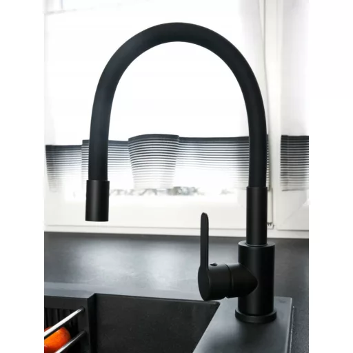 Caldo Freddo álló mosogató csaptelep FEKETE - FEKETE flexibilis kifolyócsővel - WaterMarkt.hu