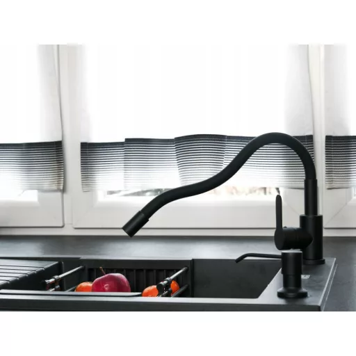 Caldo Freddo álló mosogató csaptelep FEKETE - FEKETE flexibilis kifolyócsővel - WaterMarkt.hu