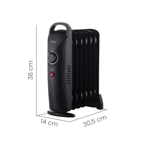 ARDES 4R07M2 Mini elektromos olajradiátor 7 tagos 800W Fekete - WaterMarkt.hu