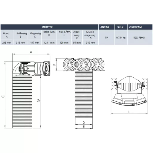 HEATPEX - Szelepfogadó elem 90°-os (DN75mm x 3) ARIA CONNECT - WaterMarkt.hu