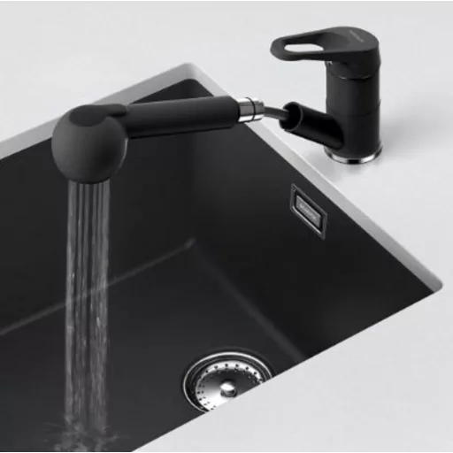 SCHOCK COSMO-ZF CRISTALITE gránit hatású kihúzható zuhanyfejes konyhai csaptelep kerámia betéttel - TÖBB SZÍNBEN - Asphalt - WaterMarkt.hu