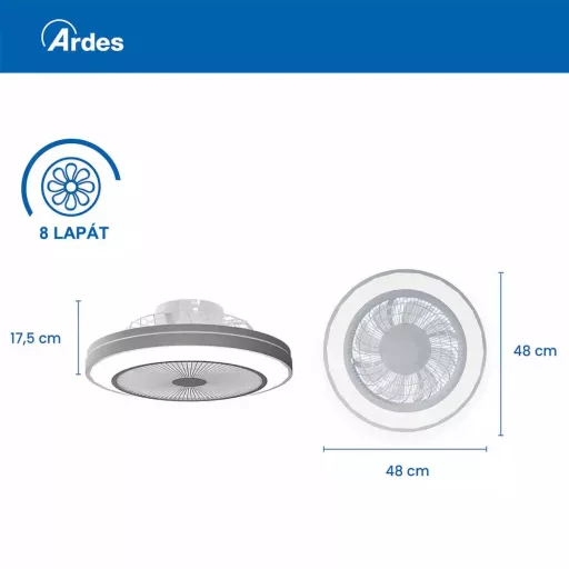 Ardes 5PL50 Mennyezeti ventilátor távvezérlővel, 3200 lumen LED világítással - 48 cm - WaterMarkt.hu