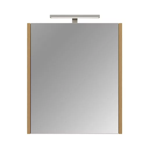 Piramida AKVA Tükrös fürdőszobai szekrény - LED világítással - FEHÉR-TÖLGY - 60 x 69 x 15 cm