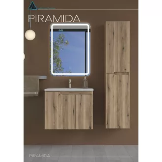 Piramida EURIDIKA fali fürdőszobabútor - műmárvány mosdóval -2 ajtós - PINO TÖLGY - 65 x 48 x 53 cm - WaterMarkt.hu
